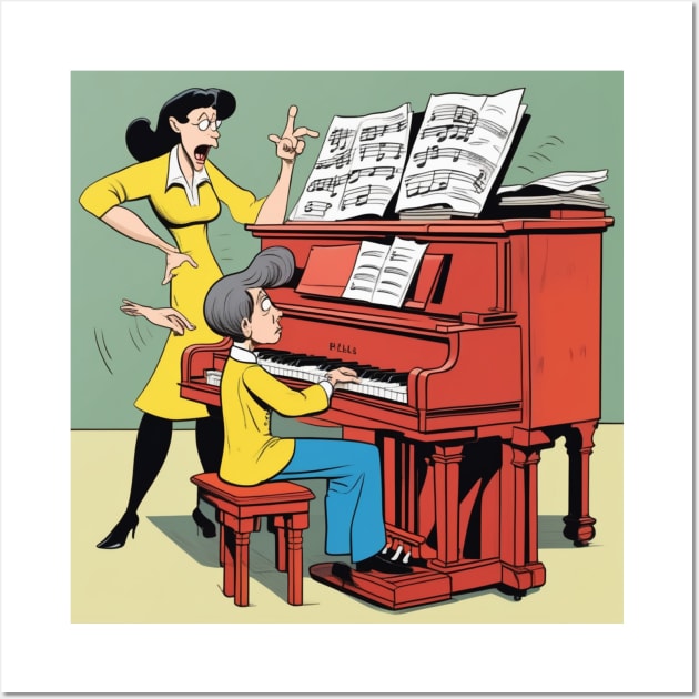 cartoon of a strict female piano teacher Wall Art by Musical Art By Andrew